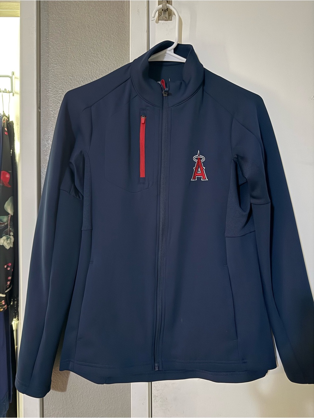 LA Angels Antigua Navy Jacket with Red Trim